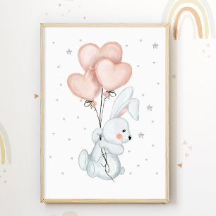 Bunny Balloon Nursery Poster Kids Room Print