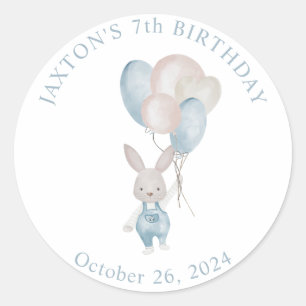 Bunny Balloons Birthday Classic Round Sticker