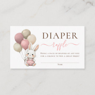 Bunny Balloons Pink Baby Girl Shower Diaper Raffle Enclosure Card