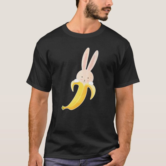 Bunny Banana Bunnana Cute Rabbit Peeled Banana T-Shirt (Front)