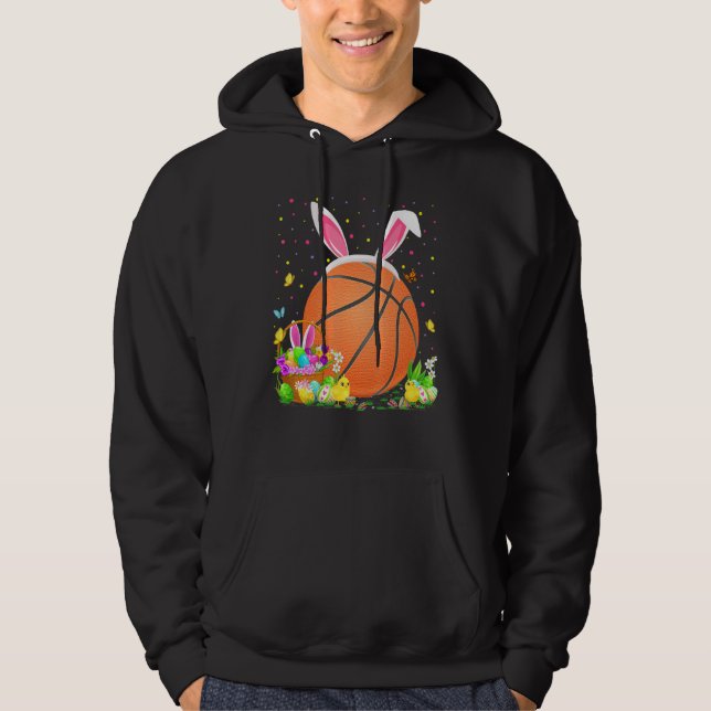 Bunny Basketball Easter Egg Hunt  Basketball Easte Hoodie (Front)