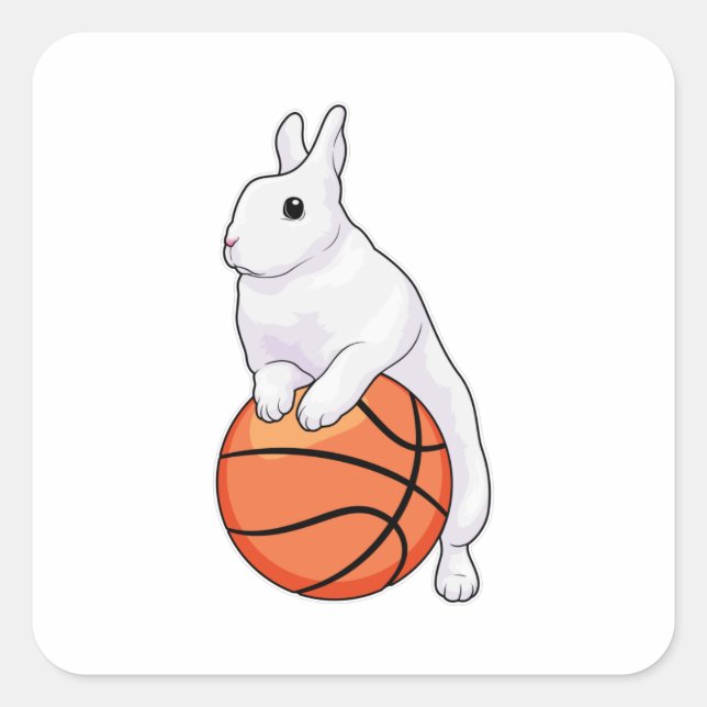 Bunny Basketball player Basketball Square Sticker (Front)