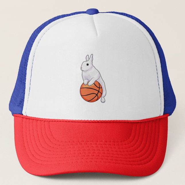 Bunny Basketball player Basketball Trucker Hat (Front)