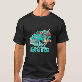 Bunny Basset Hound happy easter day truck dog men  T-Shirt