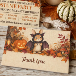 Bunny Bat Costume Halloween Thank You Card
