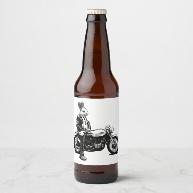 Bunny biker beer bottle label (Front)