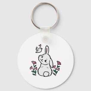 Bunny Bird Flowers Easter Spring Rabbit Women Girl Key Ring