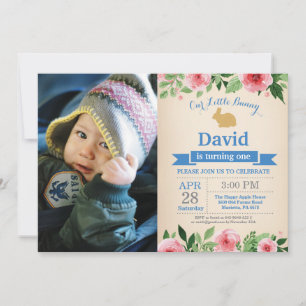 Bunny Birthday Boy Easter Egg 1st First Birthday Invitation