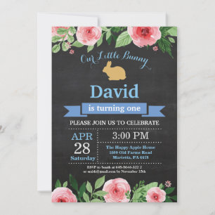 Bunny Birthday Boy Easter Egg 1st First Birthday Invitation