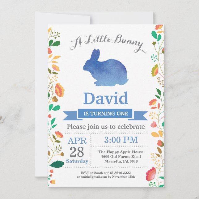 Bunny Birthday Boy Easter Egg 1st First Birthday Invitation (Front)