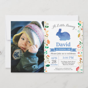 Bunny Birthday Boy Easter Egg 1st First Birthday Invitation