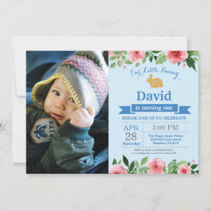 Bunny Birthday Boy Easter Egg 1st First Birthday Invitation