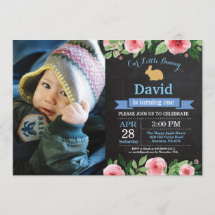 Bunny Birthday Boy Easter Egg 1st First Birthday Invitation