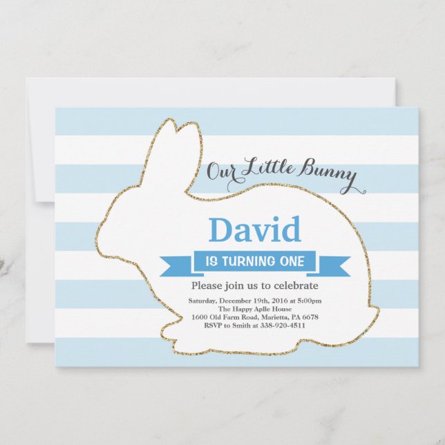 Bunny Birthday Boy Easter Egg 1st First Birthday Invitation (Front)