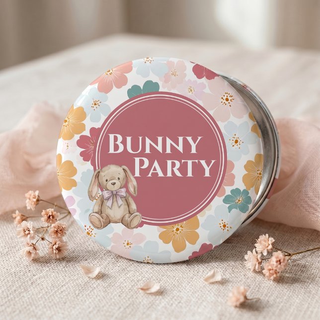 Bunny Birthday Button Cute Bunny Party (Bunny Birthday Button Cute Bunny Party)
