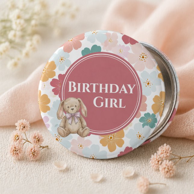 Bunny Birthday Button Cute Bunny Party (Bunny Birthday Button Cute Bunny Party Birthday Girl
)