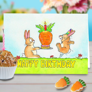 Bunny Birthday Cake Greeting Card
