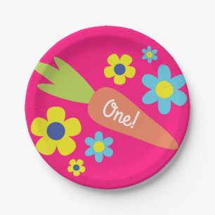 Bunny Birthday Cute Kid's Rabbit Party Paper Plate