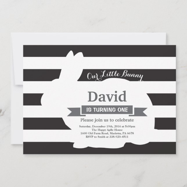 Bunny Birthday Easter Egg 1st First Birthday Invitation (Front)