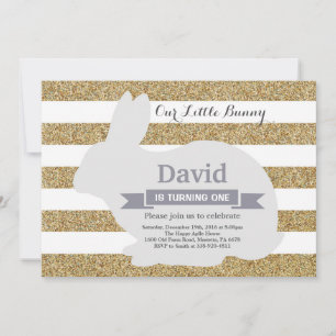 Bunny Birthday Easter Egg 1st First Birthday Invitation