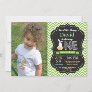Bunny Birthday Easter Egg 1st First Birthday Invitation