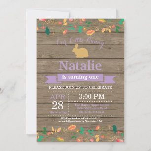 Bunny Birthday Girl Easter Egg 1st First Birthday Invitation