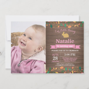 Bunny Birthday Girl Easter Egg 1st First Birthday Invitation