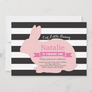 Bunny Birthday Girl Easter Egg 1st First Birthday Invitation
