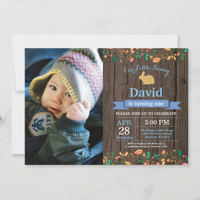 Bunny Birthday Girl Easter Egg 1st First Birthday Invitation (Front)