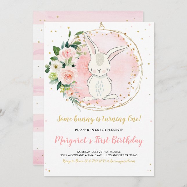 Bunny Birthday Invitation (Front/Back)