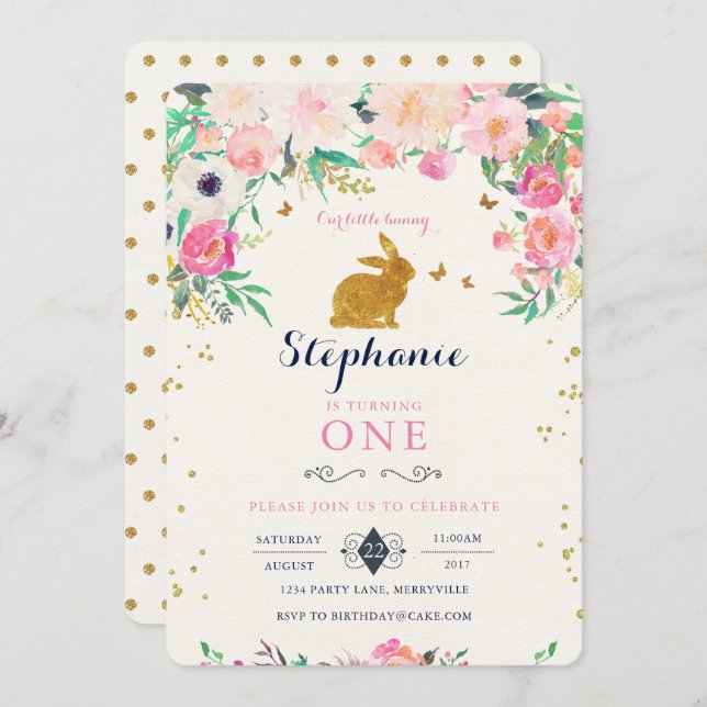 Bunny Birthday Invitation (Front/Back)