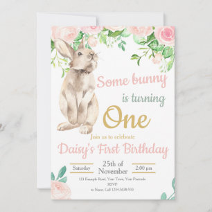 Bunny Birthday Invitation, 1st Birthday Invite