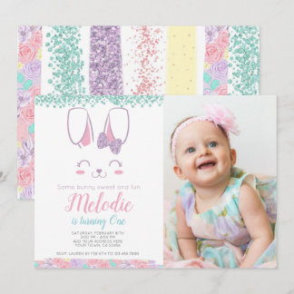 Bunny Birthday Invitation, Any age, 1st birthday Invitation