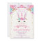 Bunny birthday invitation pink and gold 1st first