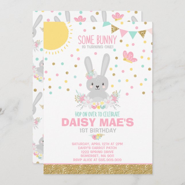 Bunny Birthday Invitation Some Bunny Birthday (Front/Back)