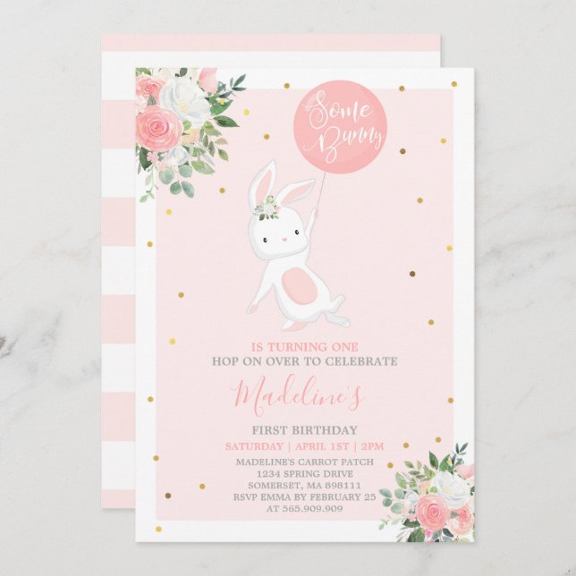 Bunny Birthday Invitation Some Bunny Birthday (Front/Back)