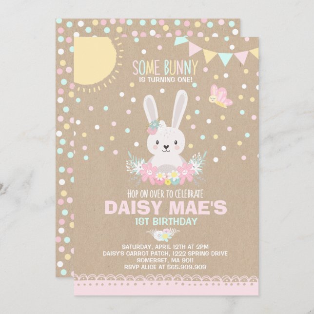 Bunny Birthday Invitation Some Bunny Birthday (Front/Back)