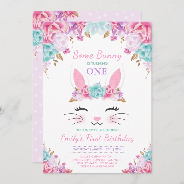 Bunny Birthday Invitation Some Bunny Birthday (Front/Back)