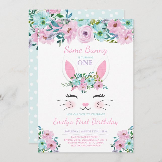 Bunny Birthday Invitation Some Bunny Birthday (Front/Back)