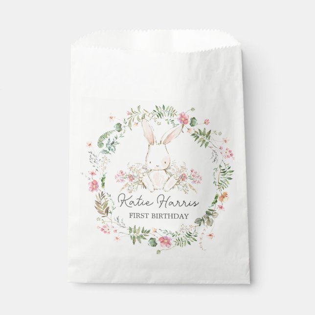 Bunny Birthday Invitation, Some bunny is one Invit Favour Bag (Front)