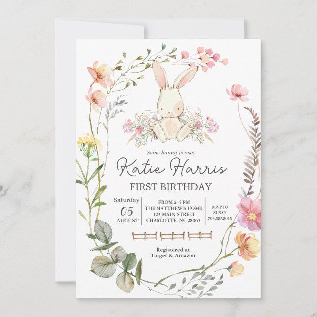 Bunny Birthday Invitation, Some bunny is one Invit Invitation (Front)