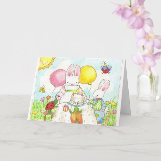 Bunny Birthday Party Card (Orchid)