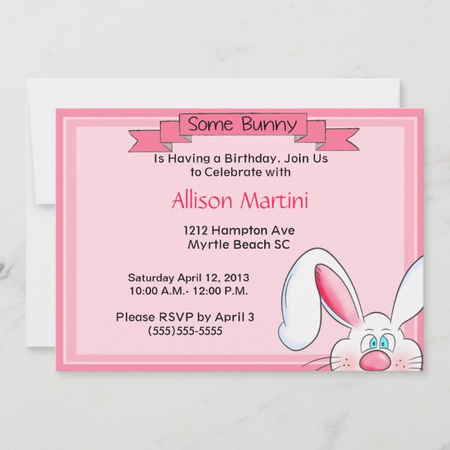 Bunny Birthday Party Invitations (Front)