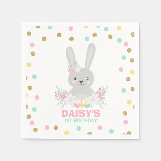 Bunny Birthday Party Napkin Some Bunny Birthday (Front)