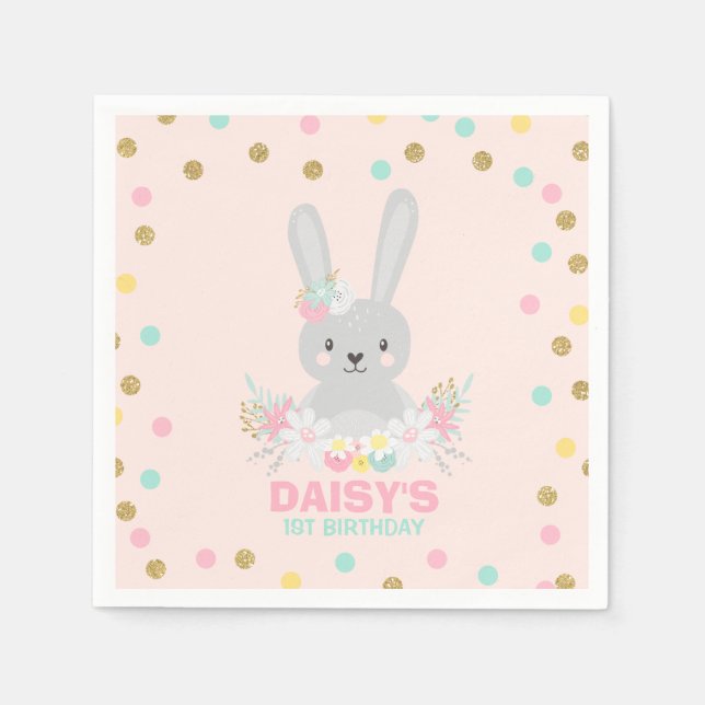Bunny Birthday Party Napkin Some Bunny Birthday (Front)