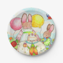 Bunny Birthday Party Paper Plate