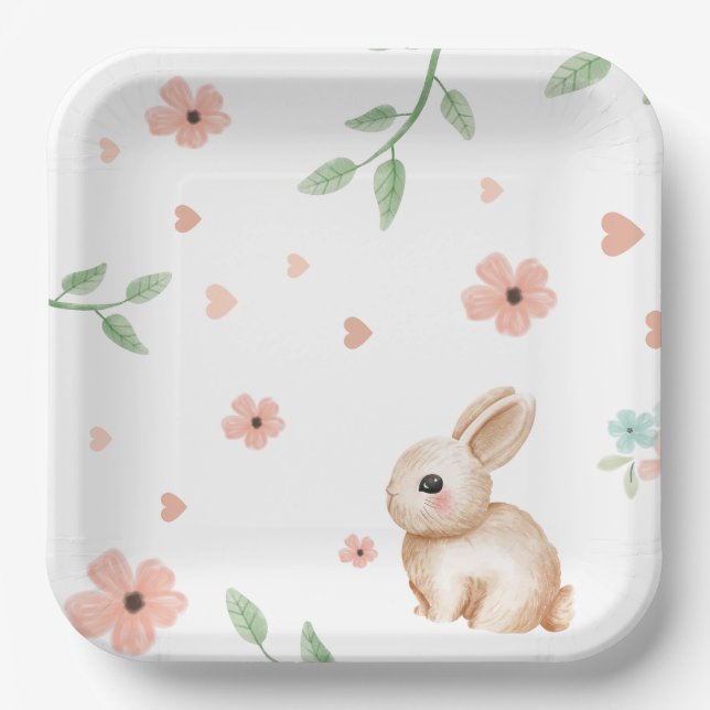 Bunny Birthday Party Paper Plates (Front)