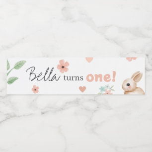 Bunny Birthday Party Water Bottle Label