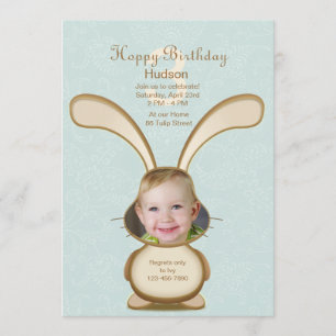 Bunny Birthday Photo Invitation