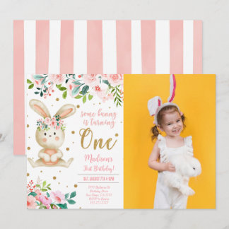 Bunny Birthday Photo Invitation